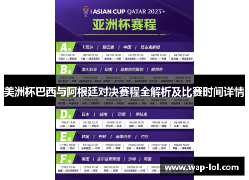 美洲杯巴西与阿根廷对决赛程全解析及比赛时间详情